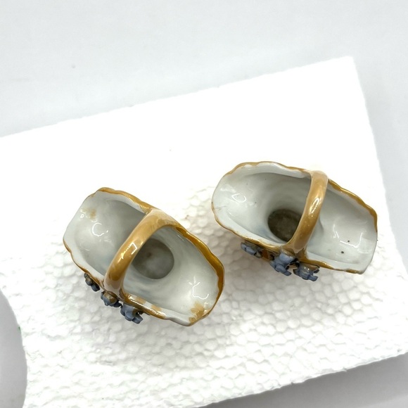 2 Vintage Elfinware Miniature Basket with Blue Flowers Made in Germany - Picture 12 of 16